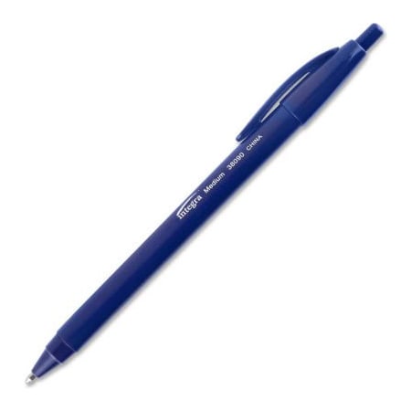 Integra Integra Ballpoint Retractable Pen, Medium, Blue Barrel/Ink, Dozen 38090